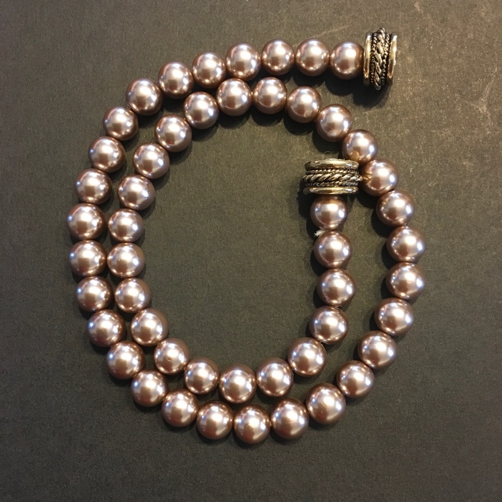 Faux Gray Pearls with Decorative Magnetic Clasp